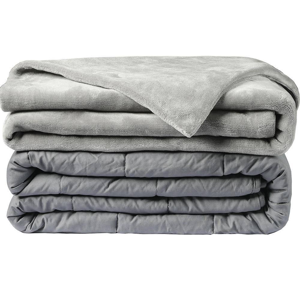 Abripedic Gray Weighted Blanket Breathable Cotton with Removable Velvet Cover Included