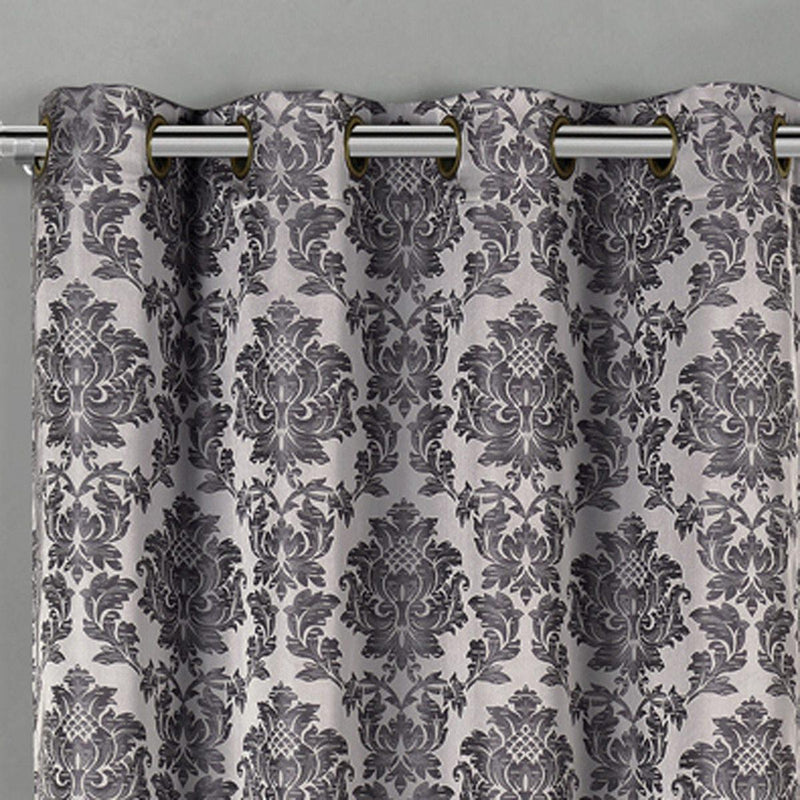 Aryanna Classic Damask Floral Curtains Jacquard Grommet Panels (Set of 2)-Wholesale Beddings