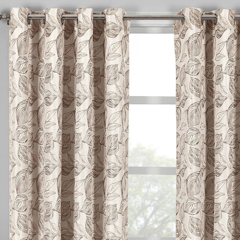 Catalina Leaf Swirl Jacquard Curtain Panels Grommet Top (Set of 2)-Wholesale Beddings