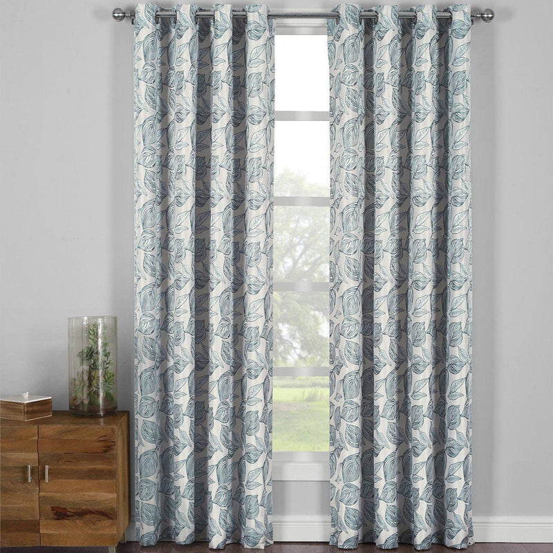 Catalina Leaf Swirl Jacquard Curtain Panels Grommet Top (Set of 2)-Wholesale Beddings