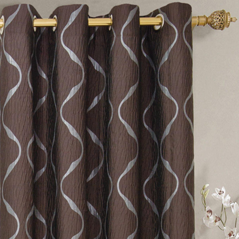 Laguna Contemporary Swirl Jacquard Curtain Panels With Top Grommets (Pair)-Wholesale Beddings