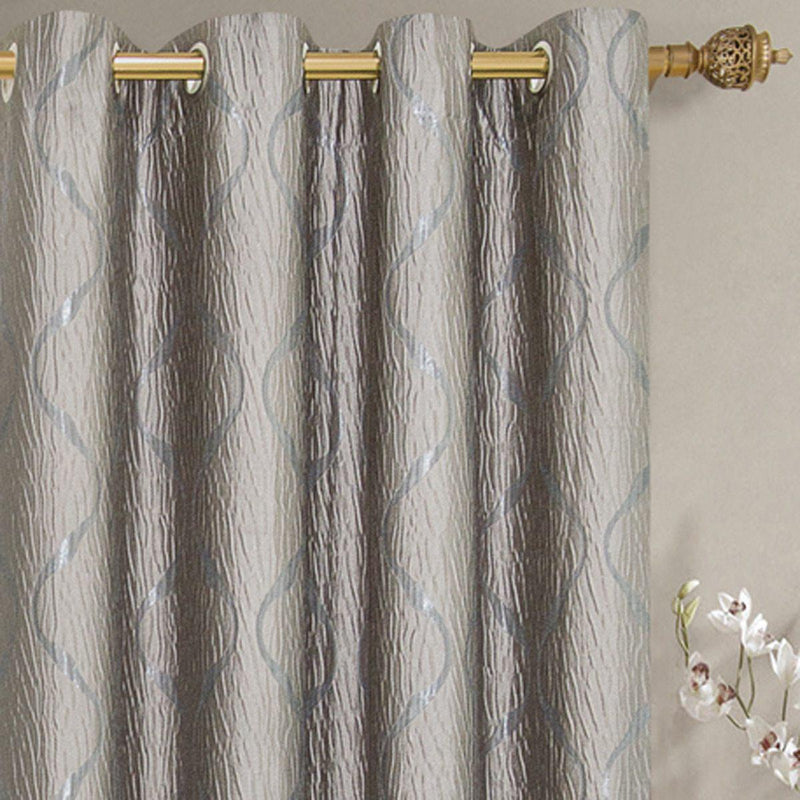 Laguna Contemporary Swirl Jacquard Curtain Panels With Top Grommets (Pair)-Wholesale Beddings