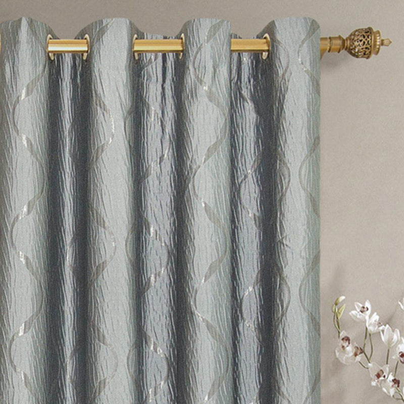 Laguna Contemporary Swirl Jacquard Curtain Panels With Top Grommets (Pair)-Wholesale Beddings