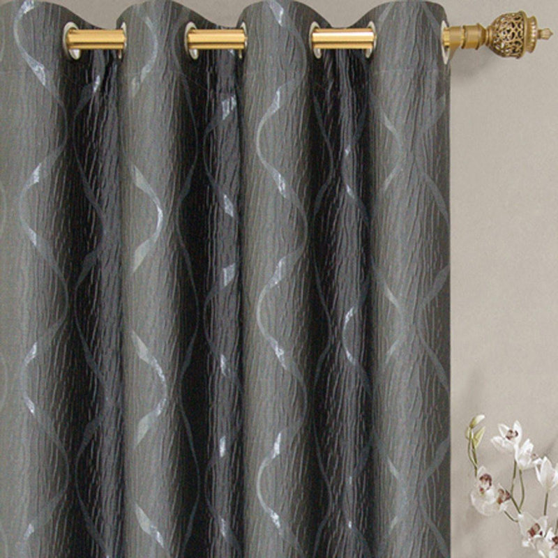 Laguna Contemporary Swirl Jacquard Curtain Panels With Top Grommets (Pair)-Wholesale Beddings