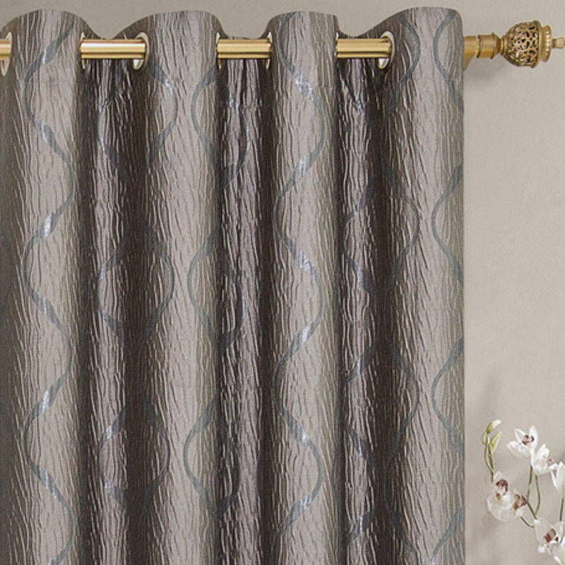 Laguna Contemporary Swirl Jacquard Curtain Panels With Top Grommets (Pair)-Wholesale Beddings