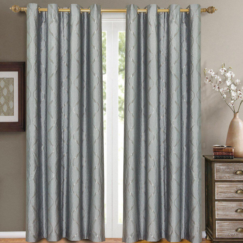 Laguna Contemporary Swirl Jacquard Curtain Panels With Top Grommets (Pair)-Wholesale Beddings