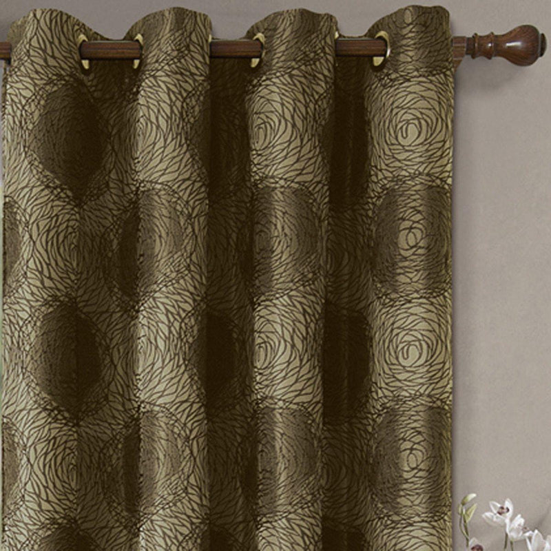 Lexington Circle Swirl Jacquard Curtains Top Grommet Panels (Set of 2)-Wholesale Beddings