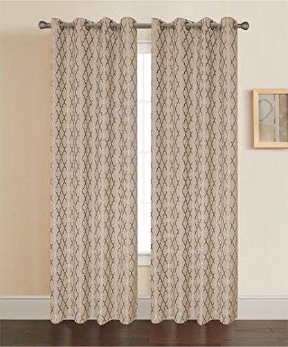 Pamela Geometric Pattern Grommet Top Curtain Panels (Single)-Wholesale Beddings