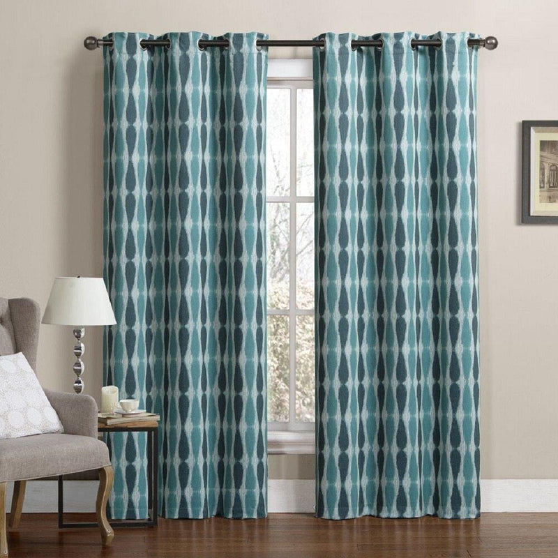 Printed Mansoon Triple Weave Blackout Curtain Panels 76"Wx84"L(Set Of 2)-Wholesale Beddings