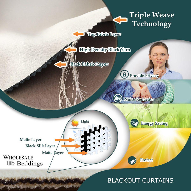 Printed Mansoon Triple Weave Blackout Curtain Panels 76"Wx84"L(Set Of 2)-Wholesale Beddings