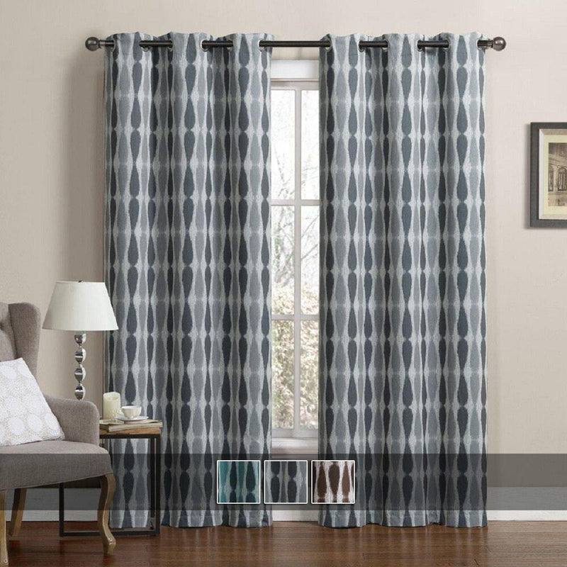 Printed Mansoon Triple Weave Blackout Curtain Panels 76"Wx84"L(Set Of 2)-Wholesale Beddings