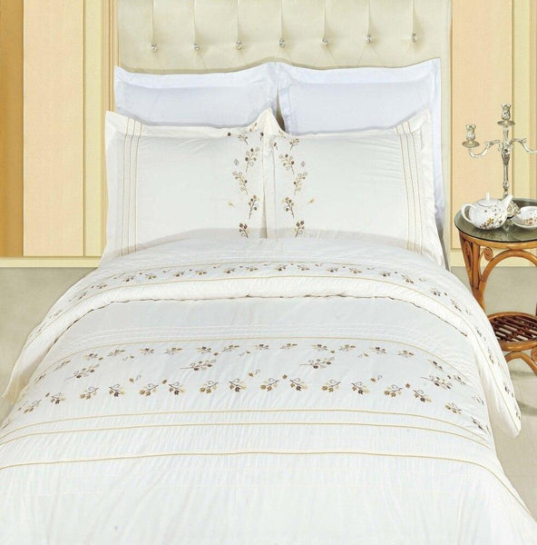 Restoration on sale Hardware 100%Cotton Ivory On Beige Embroidered Vine King Duvet Cover