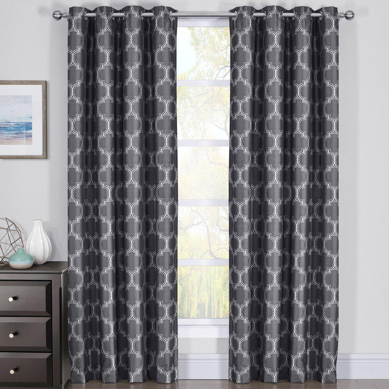 100% Blackout Curtain Panels Alana - Woven Jacquard Triple Pass Thermal Insulated (Set of 2 Panels)-Wholesale Beddings