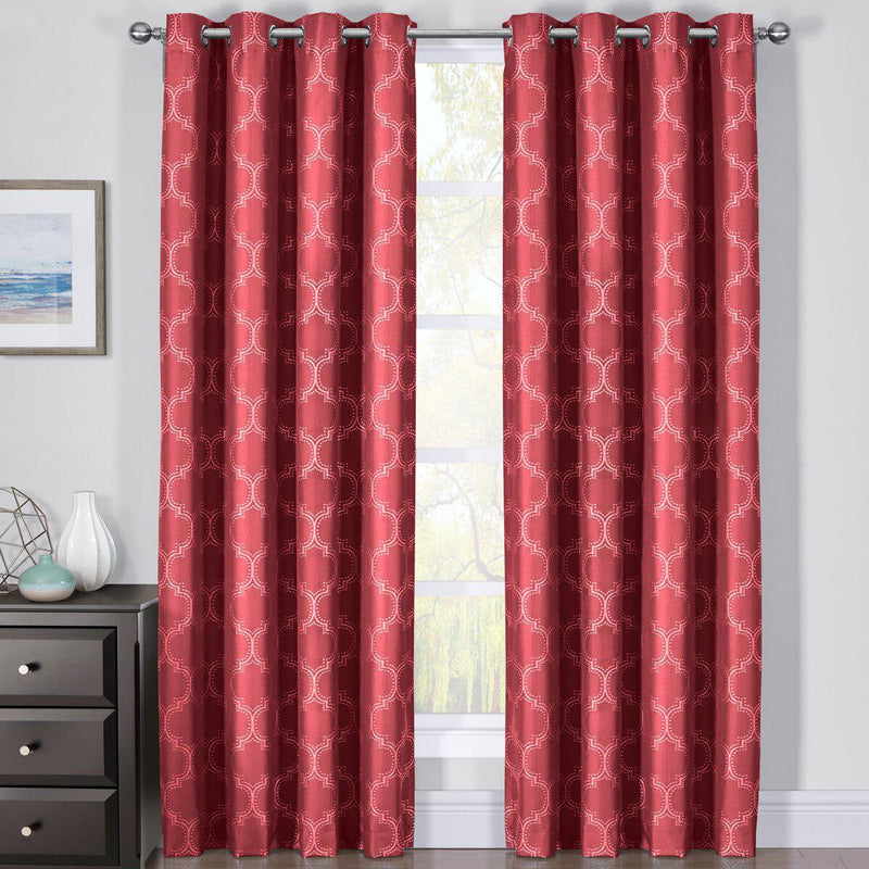 100% Blackout Curtain Panels Alana - Woven Jacquard Triple Pass Thermal Insulated (Set of 2 Panels)-Wholesale Beddings