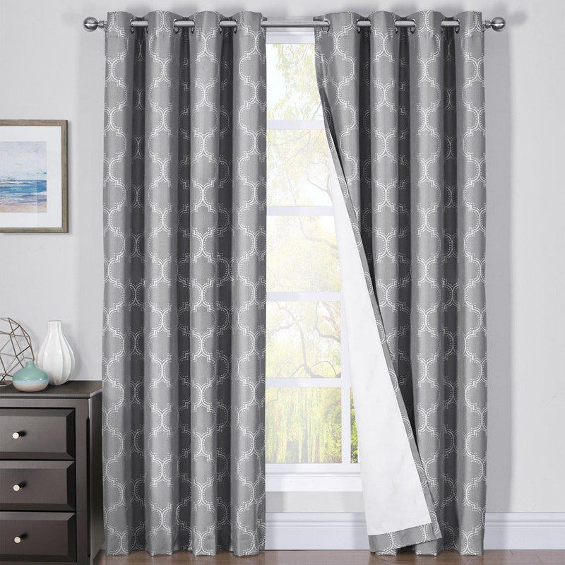 100% Blackout Curtain Panels Alana - Woven Jacquard Triple Pass Thermal Insulated (Set of 2 Panels)-Wholesale Beddings