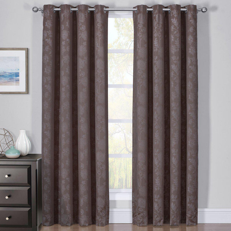 100% Blackout Curtain Panels Fannie - Woven Jacquard Triple Pass Thermal Insulated (Set of 2 Panels)-Wholesale Beddings