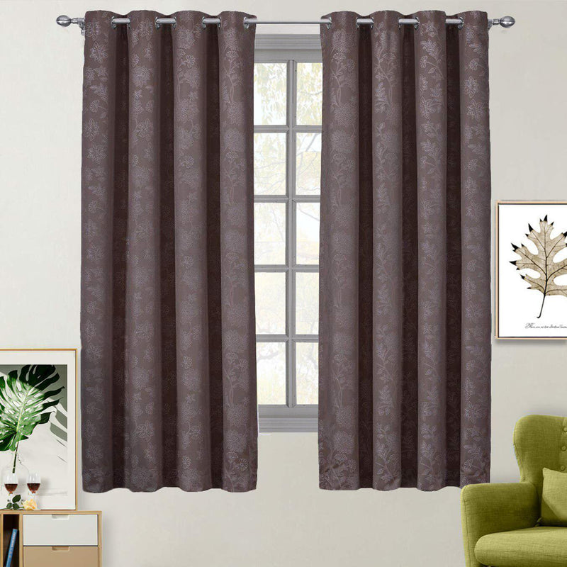 100% Blackout Curtain Panels Fannie - Woven Jacquard Triple Pass Thermal Insulated (Set of 2 Panels)-Wholesale Beddings