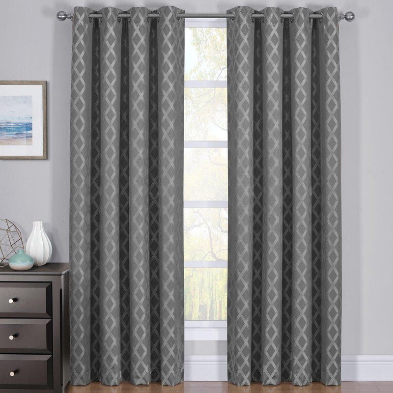 100% Blackout Curtain Panels Rosaline - Woven Jacquard Triple Pass Thermal Insulated (Set of 2 Panels)-Wholesale Beddings