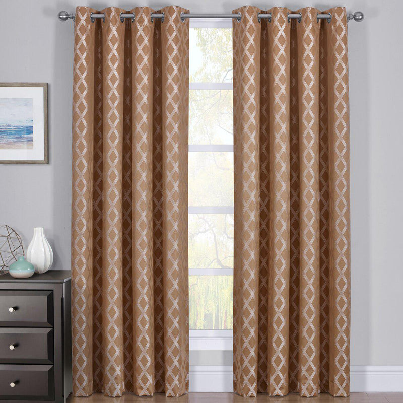 100% Blackout Curtain Panels Rosaline - Woven Jacquard Triple Pass Thermal Insulated (Set of 2 Panels)-Wholesale Beddings