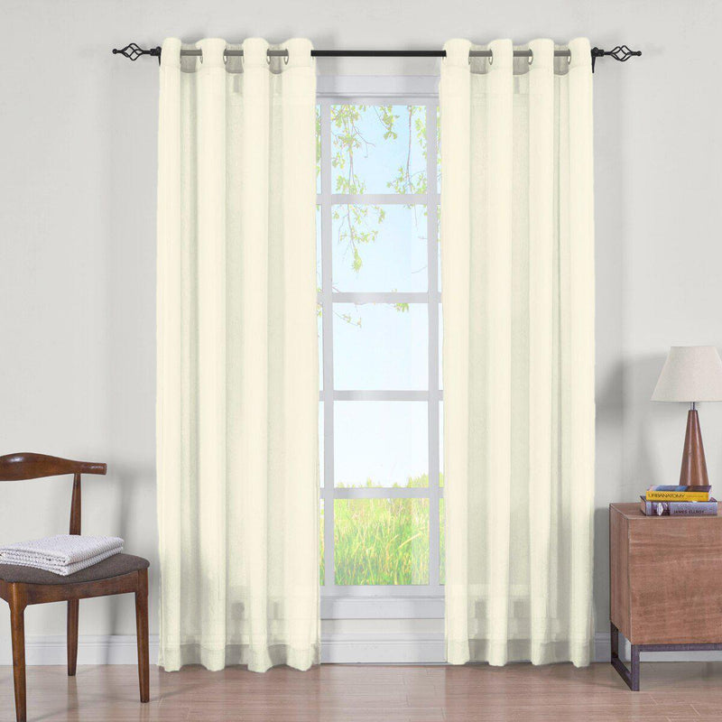 Abri Grommet Crushed Sheer Curtain Panels (Set of 2)-Wholesale Beddings