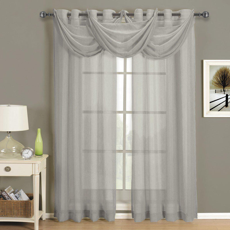 Abri Grommet Crushed Sheer Window Treatment (Single)-Wholesale Beddings