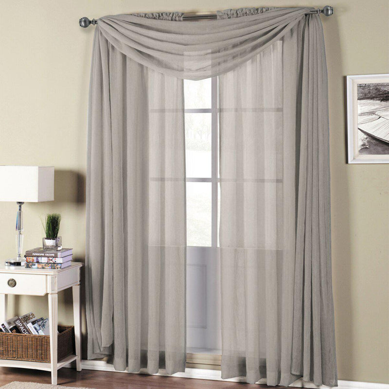 Abri Rod Pocket Crushed Sheer Curtain Panel (Single)-Wholesale Beddings