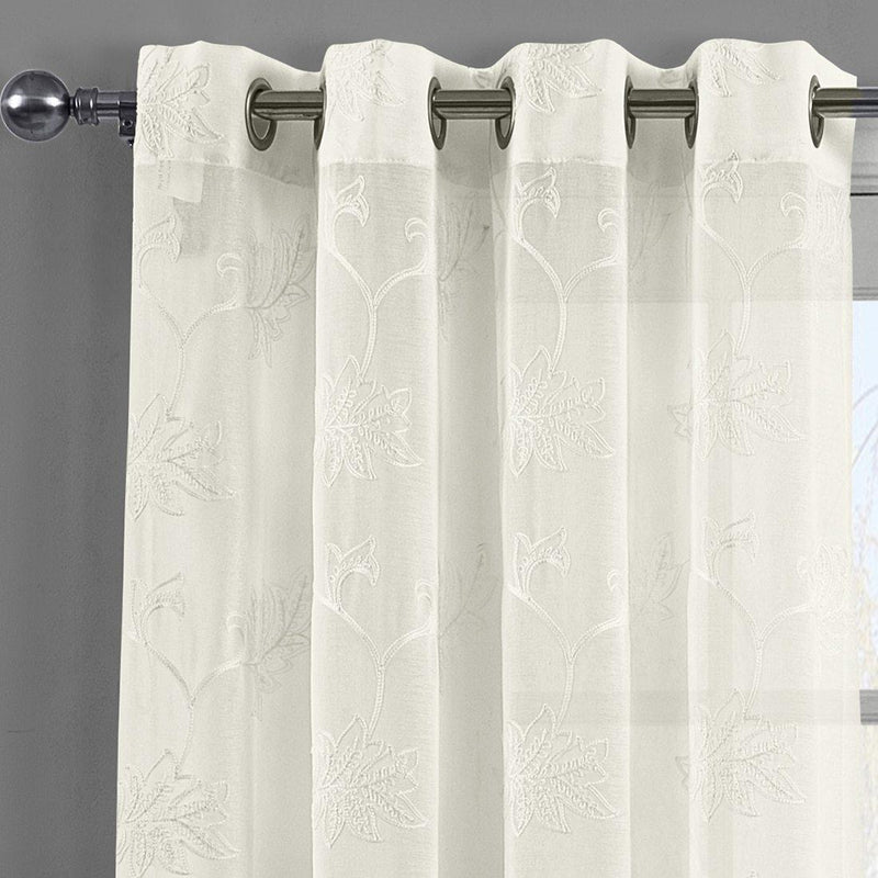 Andora Embroidered Grommet Top Sheer Panel Curtain Pair (Set of 2 )-Wholesale Beddings