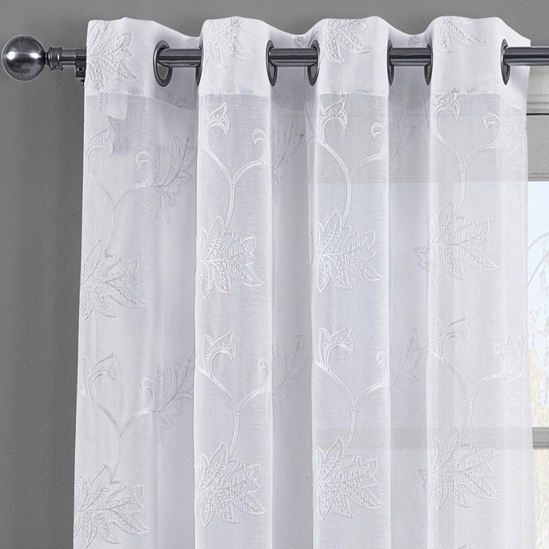 Andora Embroidered Grommet Top Sheer Panel Curtain Pair (Set of 2 )-Wholesale Beddings