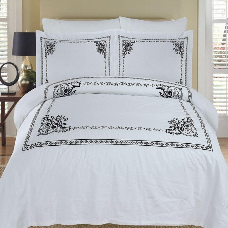 Athena Embroidered Cotton Duvet Cover Sets-Wholesale Beddings