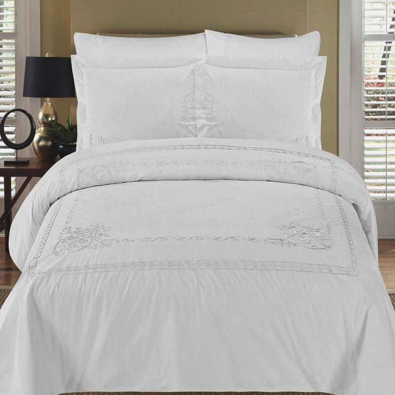 Athena Embroidered Cotton Duvet Cover Sets-Wholesale Beddings