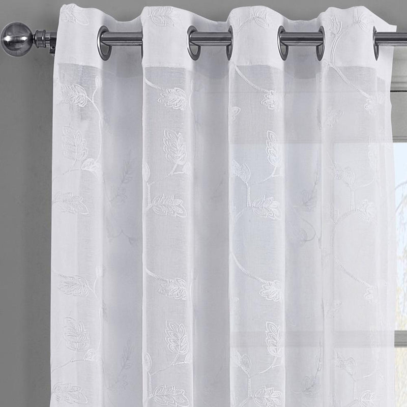 Brook Embroidered Grommet Top Sheer Window Curtain Pair (Set of 2 )-Wholesale Beddings