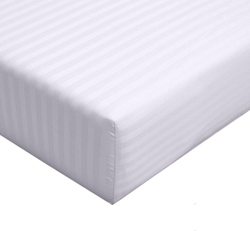 California King 100% Cotton Fitted Sheet 300 Thread Count Damask Striped ( Fitted Sheet Only)-Wholesale Beddings