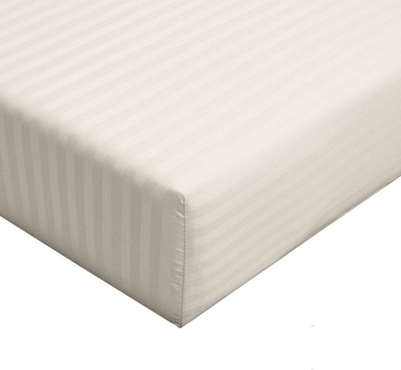 California King 100% Cotton Fitted Sheet 300 Thread Count Damask Striped ( Fitted Sheet Only)-Wholesale Beddings