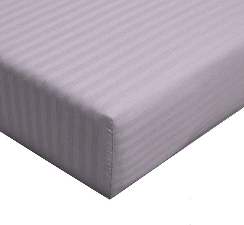 California King 100% Cotton Fitted Sheet 300 Thread Count Damask Striped ( Fitted Sheet Only)-Wholesale Beddings