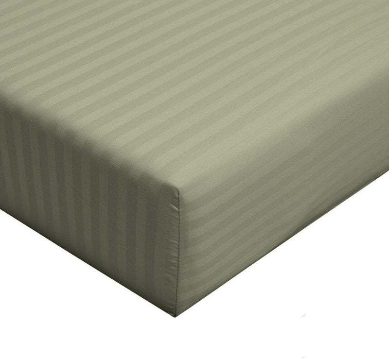 California King 100% Cotton Fitted Sheet 300 Thread Count Damask Striped ( Fitted Sheet Only)-Wholesale Beddings