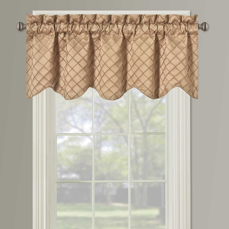 Diamond Pintuck Lined Valance Scalloped Decorative 52"Wx17"L (Single)-Wholesale Beddings