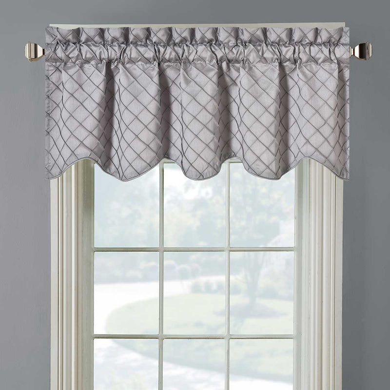 Diamond Pintuck Lined Valance Scalloped Decorative 52"Wx17"L (Single)-Wholesale Beddings