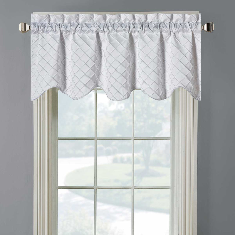 Diamond Pintuck Lined Valance Scalloped Decorative 52"Wx17"L (Single)-Wholesale Beddings