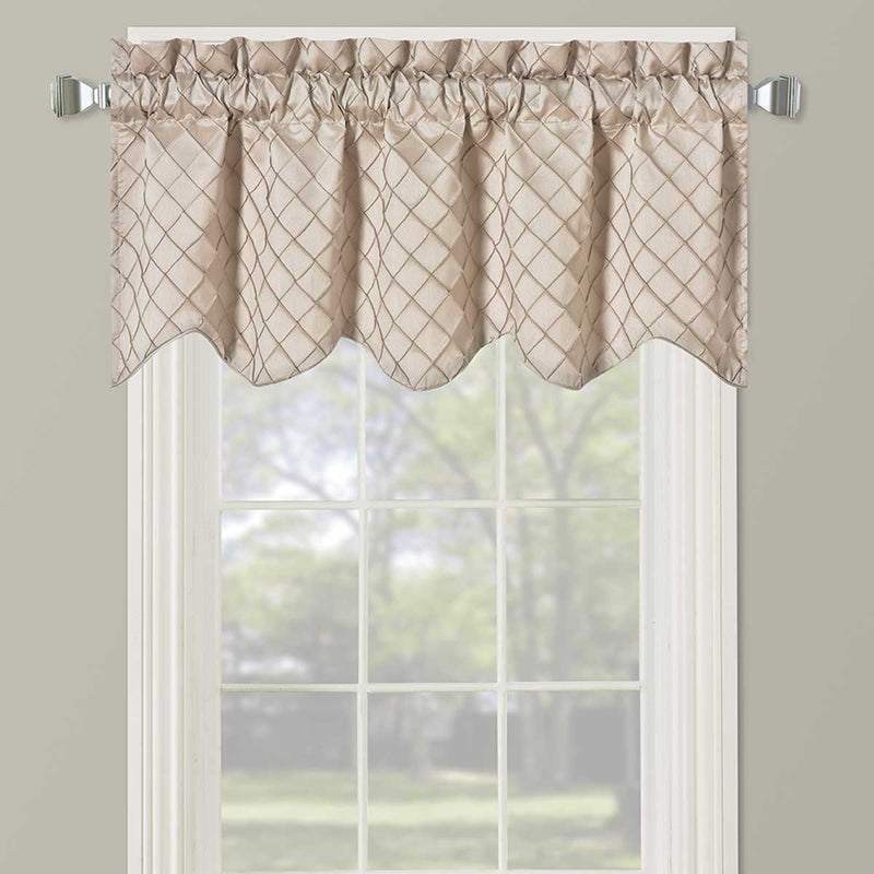 Diamond Pintuck Lined Valance Scalloped Decorative 52"Wx17"L (Single)-Wholesale Beddings