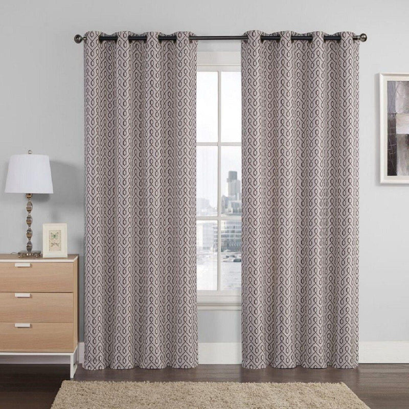 Empress Embroidered 110Wx90L Curtains With Grommet Top Jacquard Drapes (Set of 2)-Wholesale Beddings