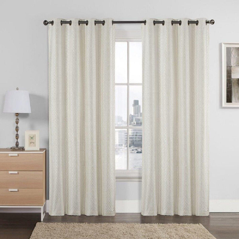 Empress Embroidered 110Wx90L Curtains With Grommet Top Jacquard Drapes (Set of 2)-Wholesale Beddings