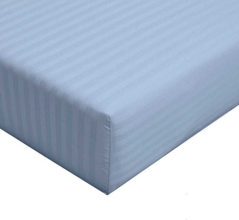 Full Size 100% Cotton Fitted Sheet 300 Thread Count Damask Striped ( Fitted Sheet Only)-Wholesale Beddings