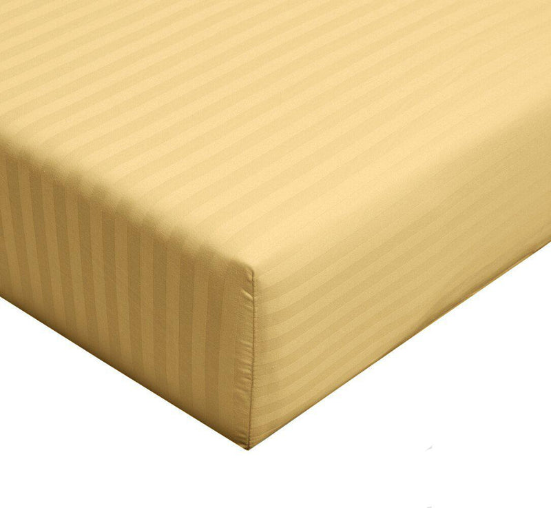 Full Size 100% Cotton Fitted Sheet 300 Thread Count Damask Striped ( Fitted Sheet Only)-Wholesale Beddings