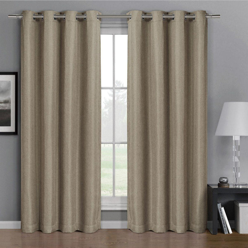 Gulfport Faux Linen Blackout Weave Curtains With Grommets Single Panel-Wholesale Beddings