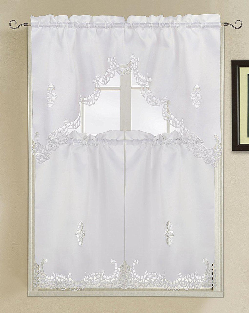 Holland Luxury Embroidered and Hand Cutwork Kitchen Curtain-Wholesale Beddings