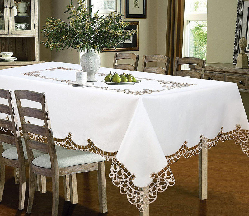 Holland Luxury Embroidered and Hand Cutwork Table cloth, Top Dinner Kitchen Table Cover-Wholesale Beddings