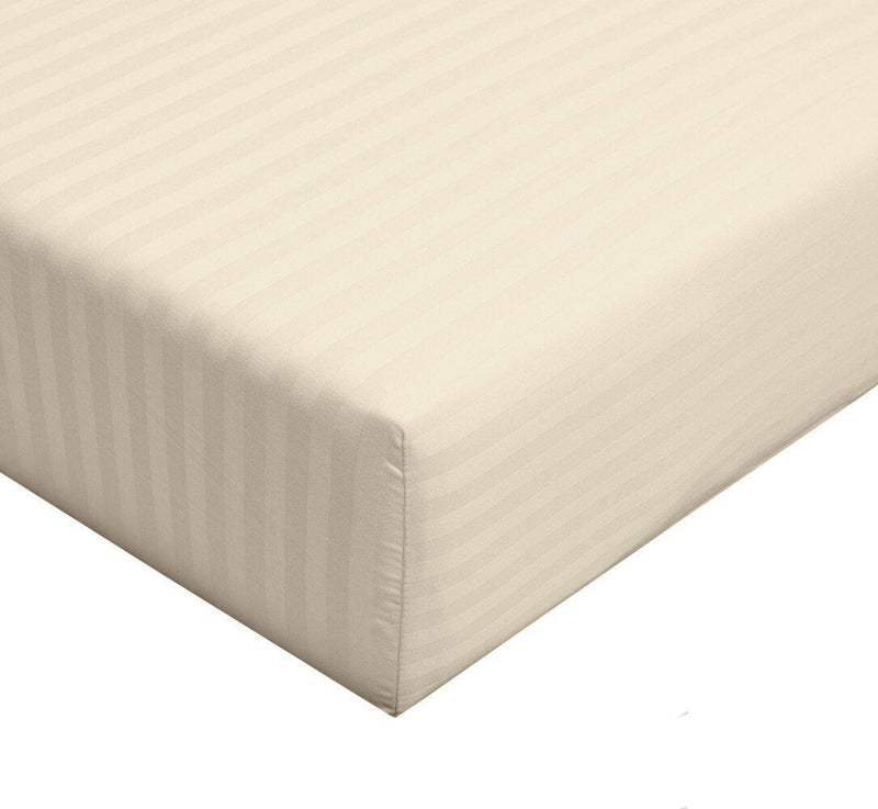 King 100% Cotton Fitted Sheet 300 Thread Count Damask Striped ( Fitted Sheet Only)-Wholesale Beddings