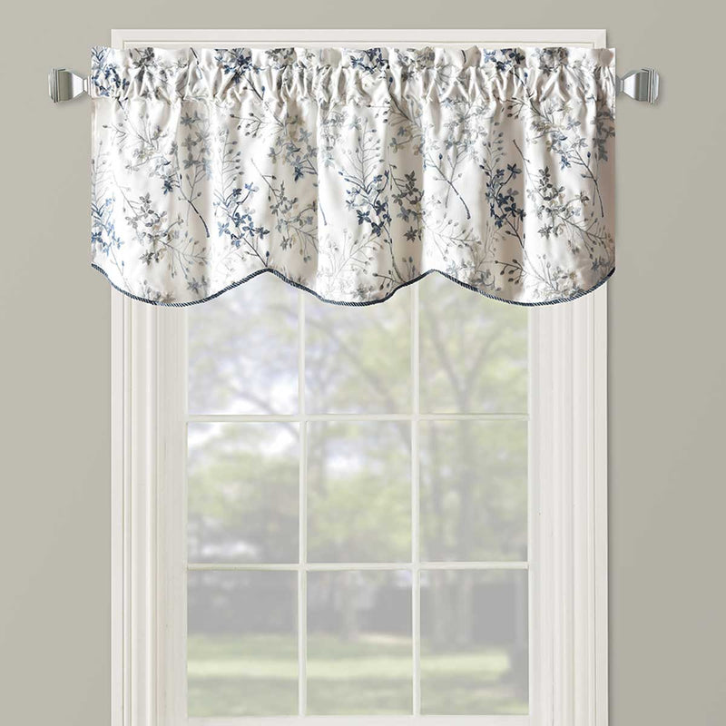 Lilia Lined Valance Scalloped Decorative Rope Embroidered 52"Wx17"L (Single)-Wholesale Beddings