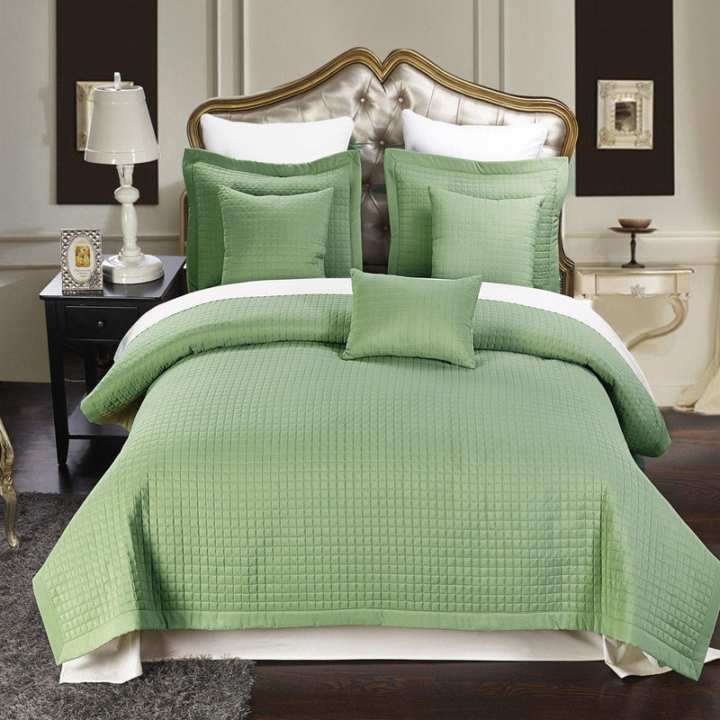 Luxury Checkered Quilted Wrinkle-Free 4-6 Piece Quilted Coverlet Sets-Wholesale Beddings