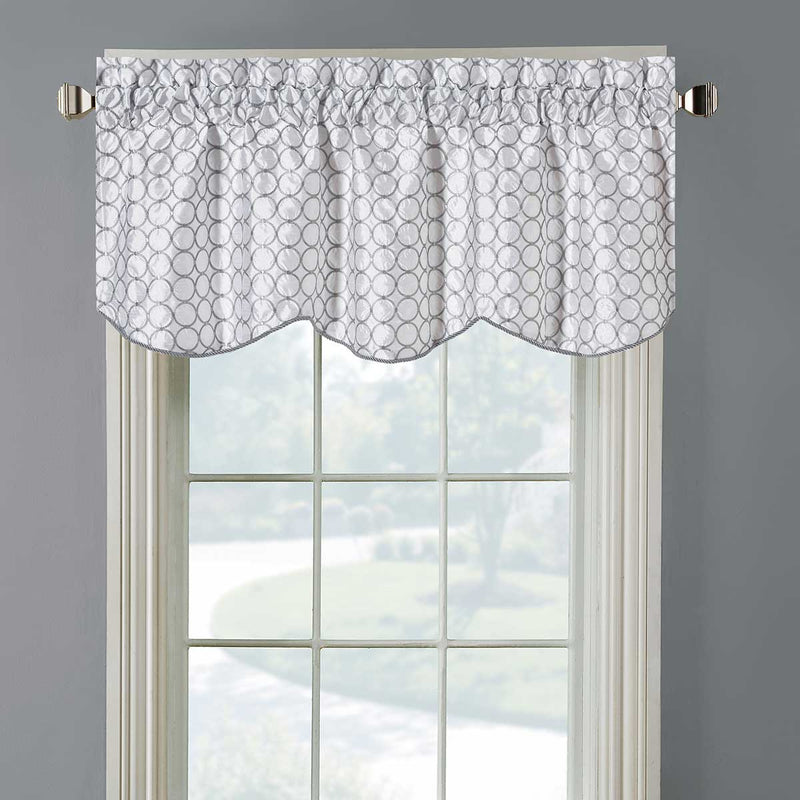 Mirabel Embroidered Lined Valance Scalloped Decorative Rope 52"Wx17"L (Single)-Wholesale Beddings